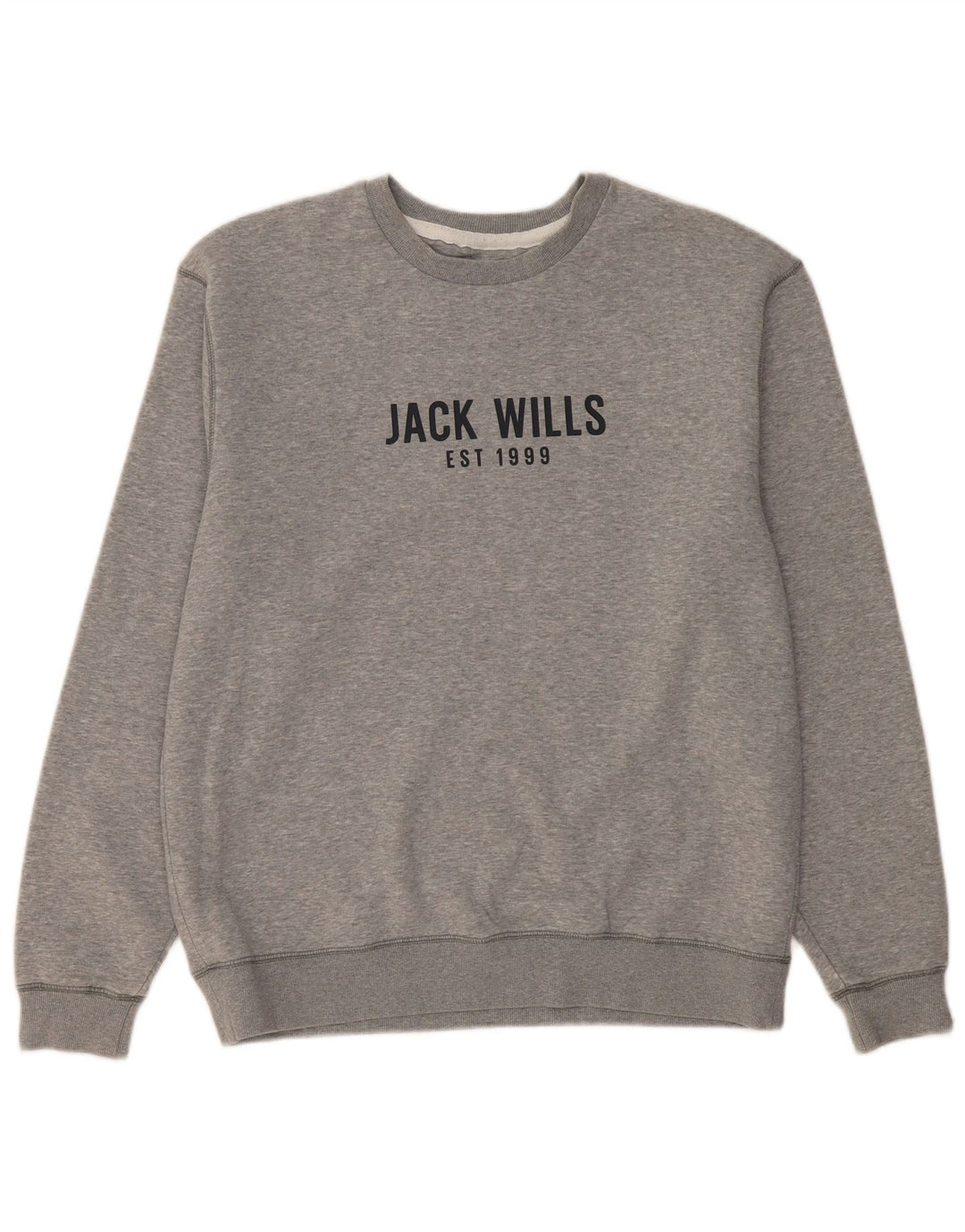JACK WILLS Mens Graphic Sweatshirt Jumper Large Grey Cotton