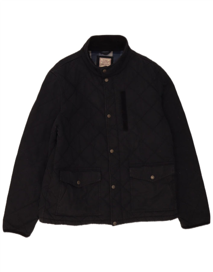 Fat Face Mens Quilted Jacket UK 42 XL Navy Blue Cotton