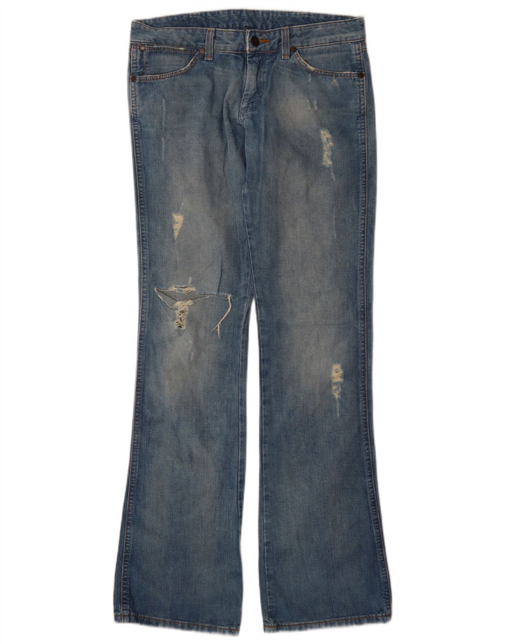 Wrangler Womens Megan Distressed Bootcut Jeans W28 L34 Blue Cotton