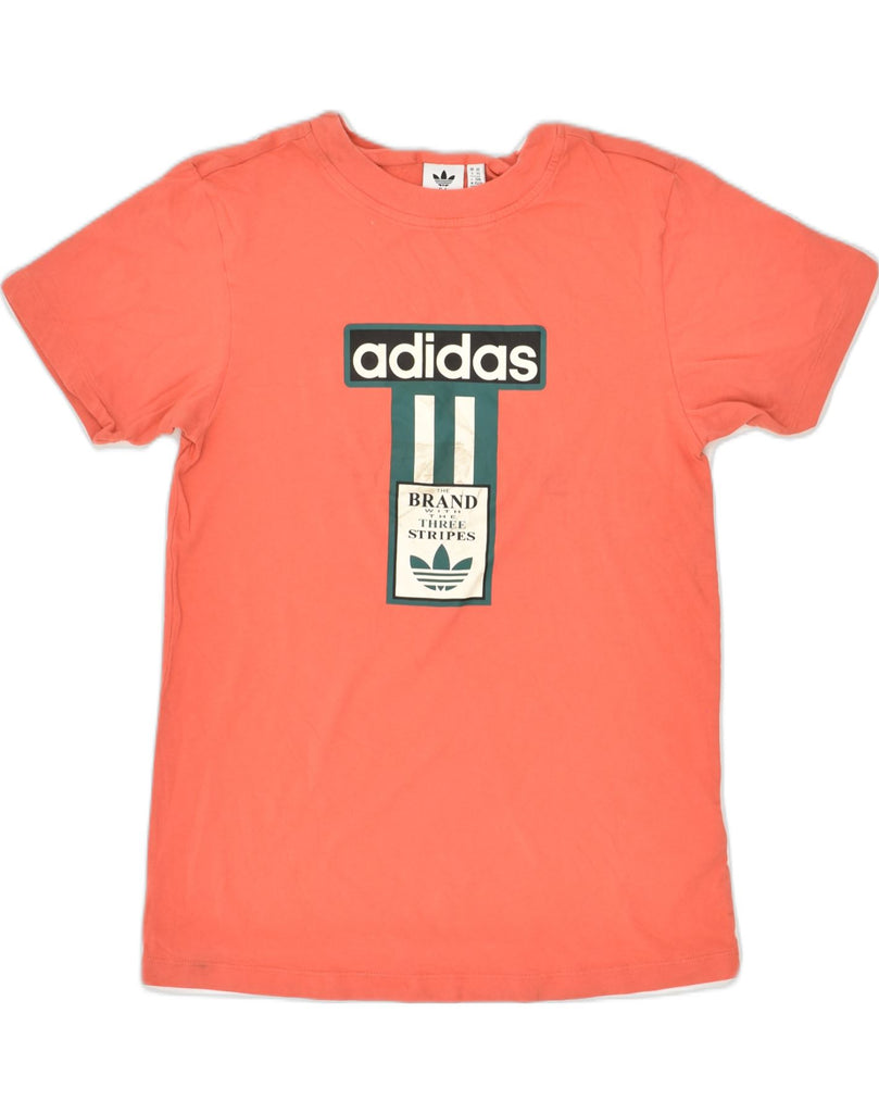 ADIDAS Womens Graphic T-Shirt Top UK 6 XS Orange Cotton | Vintage Adidas | Thrift | Second-Hand Adidas | Used Clothing | Messina Hembry 