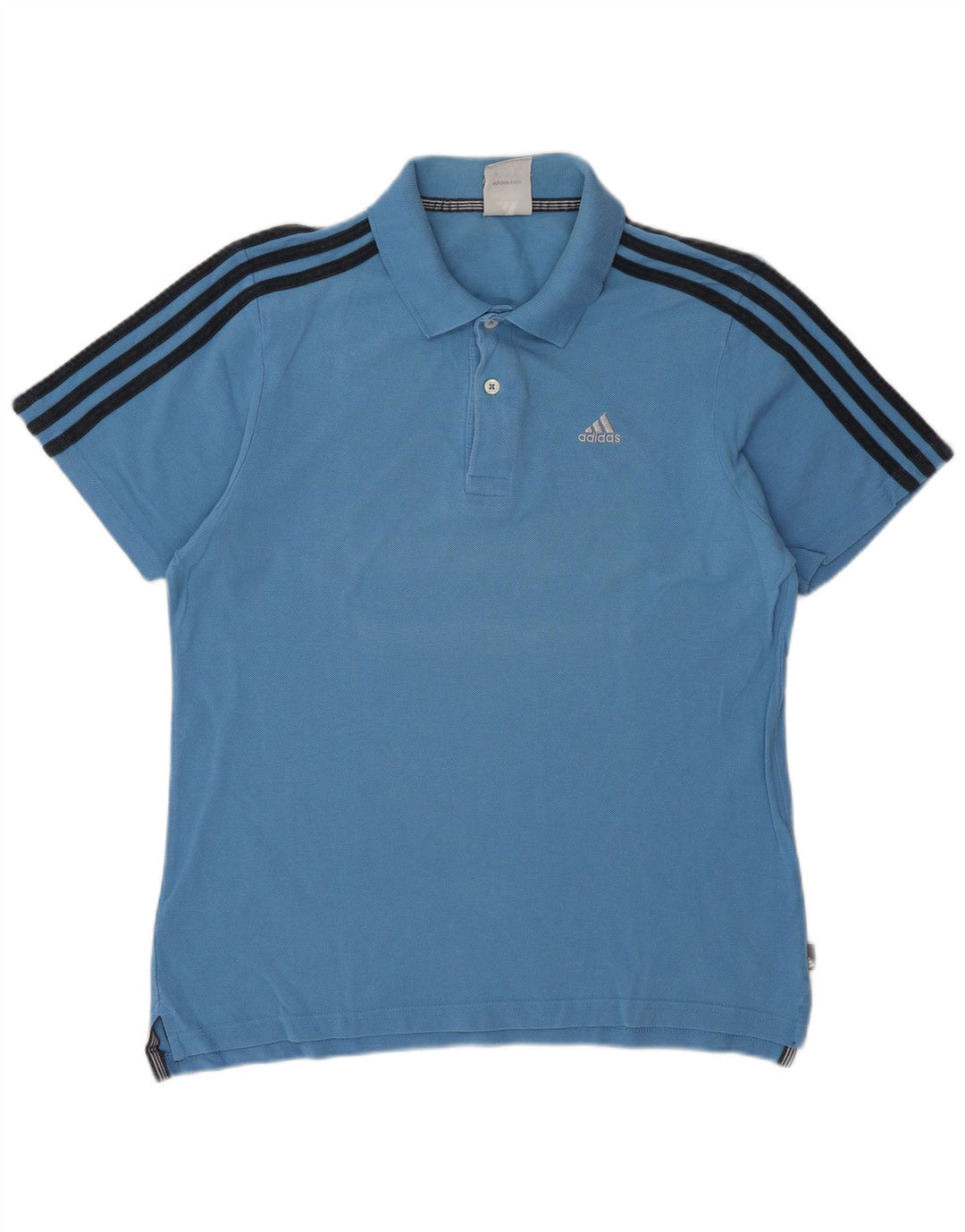 ADIDAS Mens Polo Shirt Medium Blue Cotton