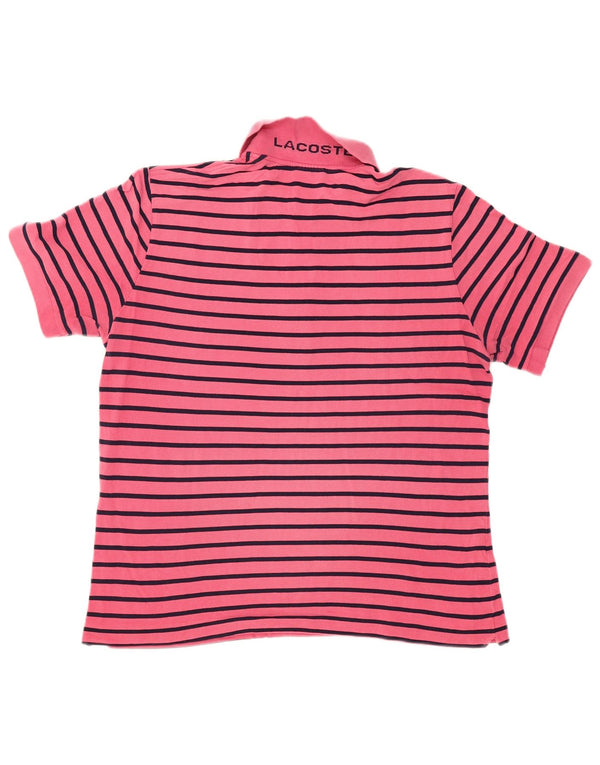 Lacoste Mens Graphic Polo Shirt Size 4 Medium Pink Striped Cotton