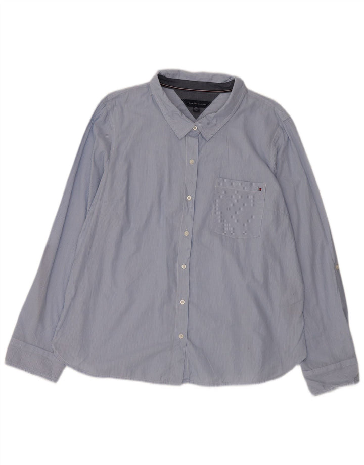 TOMMY HILFIGER Womens Shirt UK 20 2XL Blue Pinstripe Cotton
