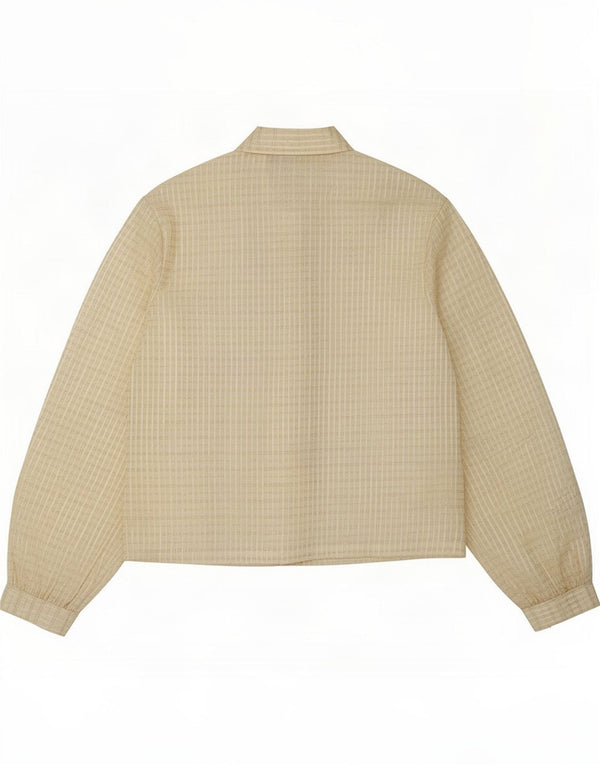 Vintage Womens Shirt Blouse IT 42 Medium Beige Check Polyester