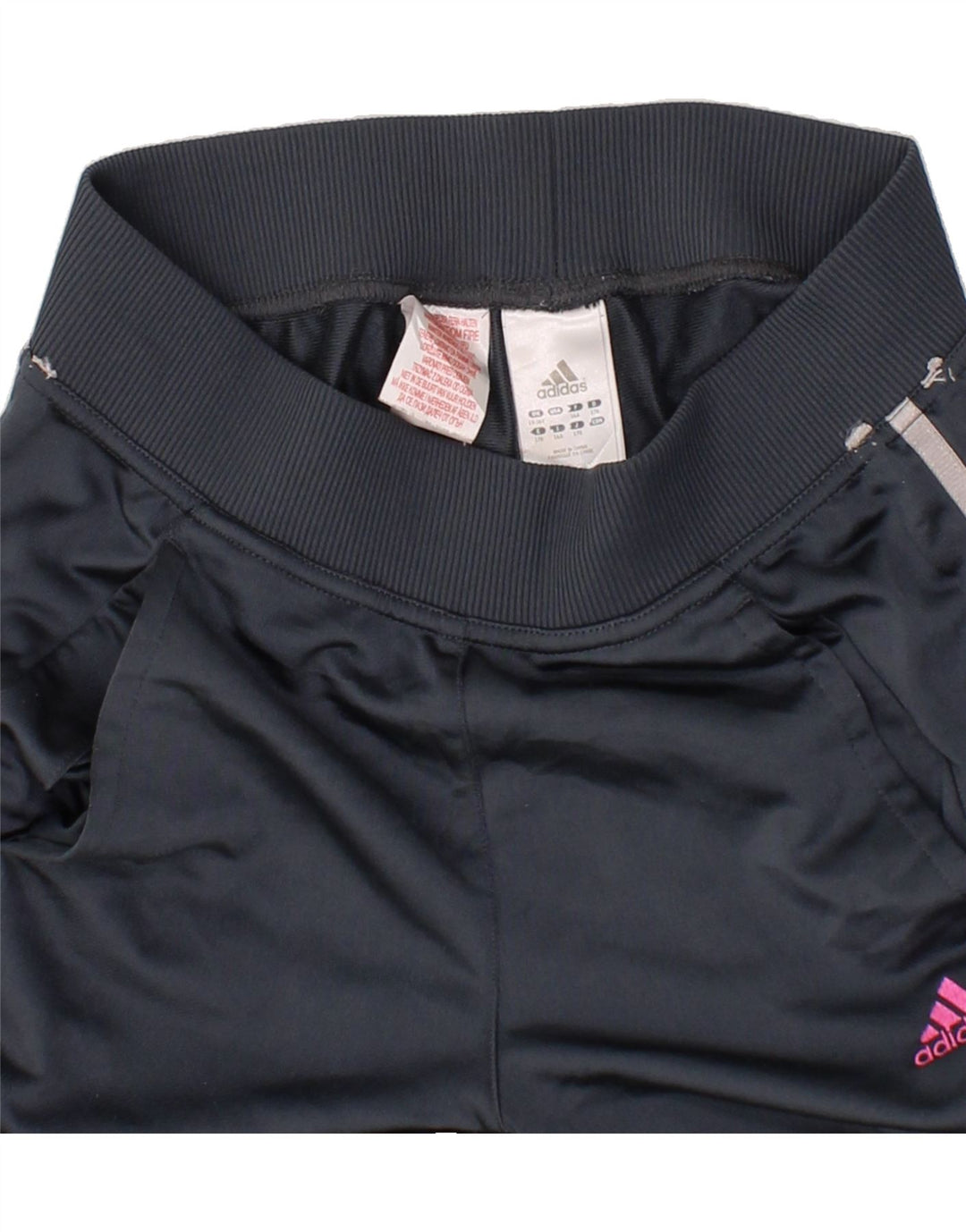 ADIDAS Girls Tracksuit Trousers 15-16 Years Navy Blue Polyester Vintage Adidas and Second-Hand Adidas from Messina Hembry 