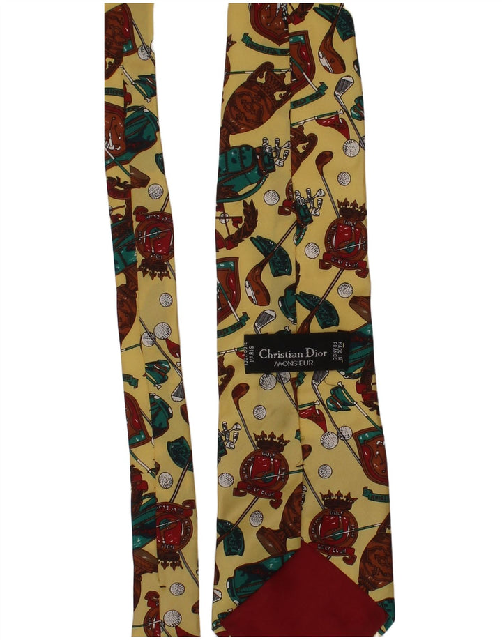 Christian Dior Mens Graphic Tie One Size Yellow Silk