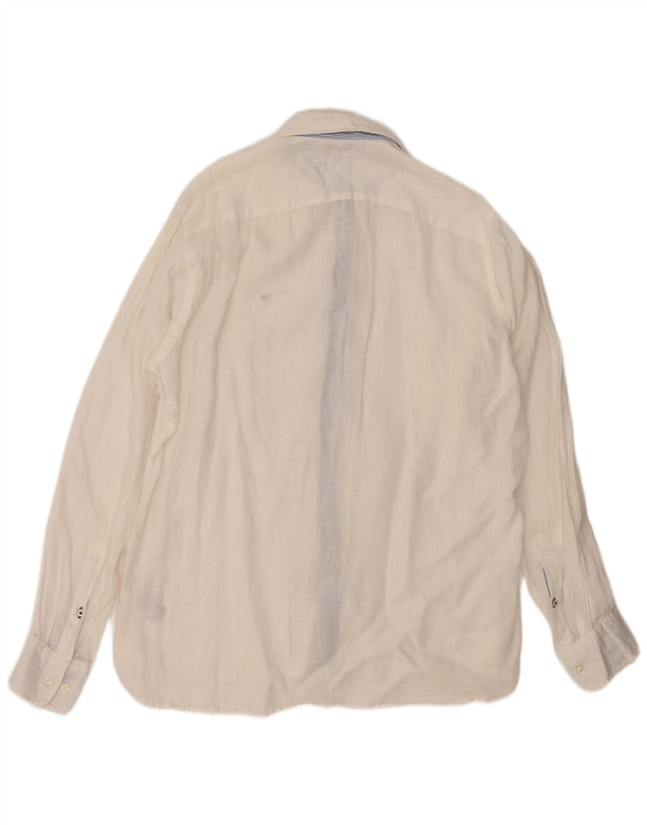 TOMMY HILFIGER Mens Shirt Medium White Linen