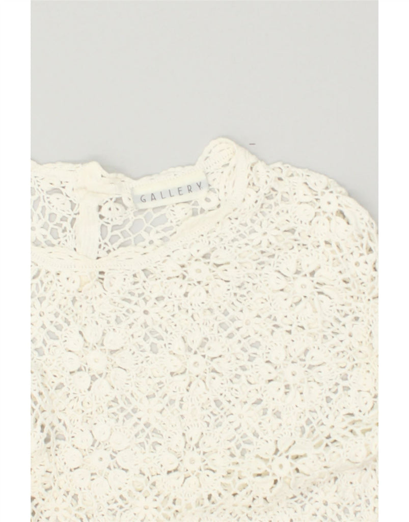 GALLERY Womens Crochet Blouse Top UK 12 Medium White Cotton | Vintage Gallery | Thrift | Second-Hand Gallery | Used Clothing | Messina Hembry 