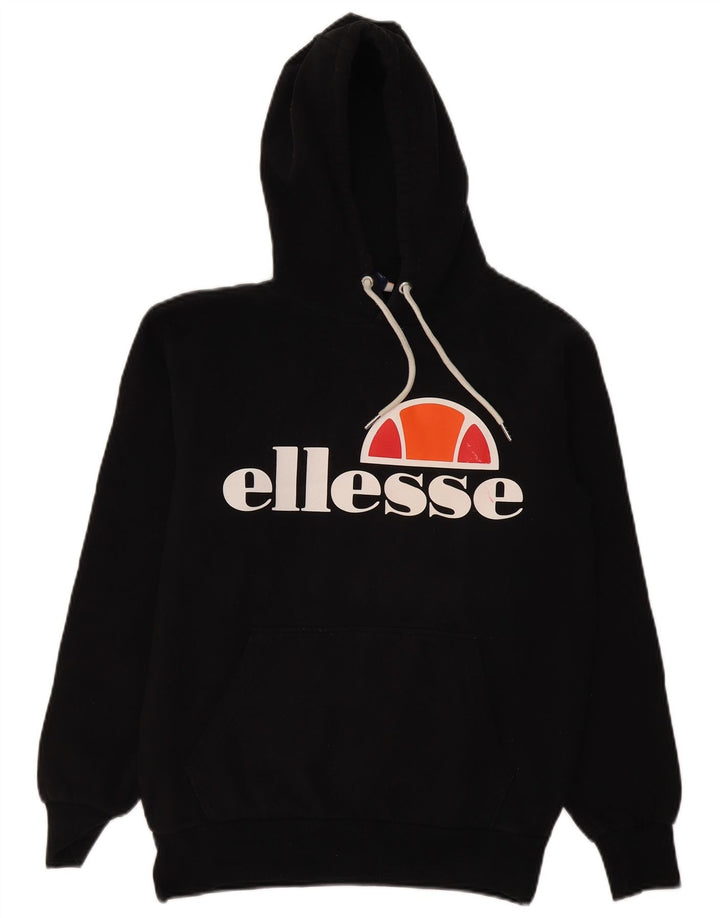 Ellesse Mens Graphic Hoodie Jumper Medium Black Cotton