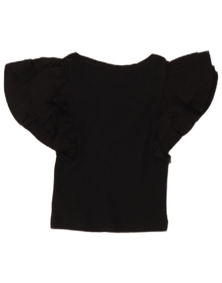 Zara Womens Crop Blouse Top UK 14 Large Black