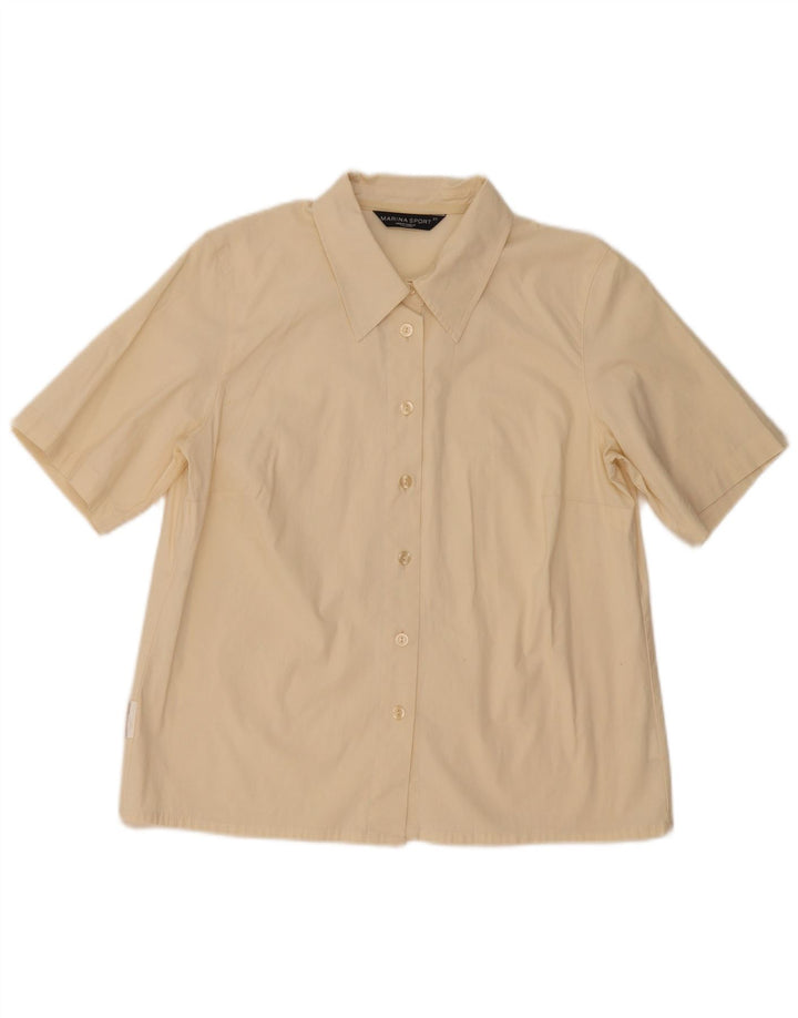 Marina Rinaldi Womens Short Sleeve Shirt Size 21 Medium Beige Cotton