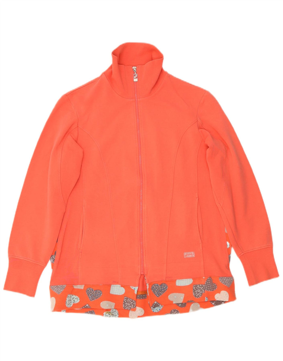Asics Womens Tracksuit Top Jacket UK 16 Large Orange Heart