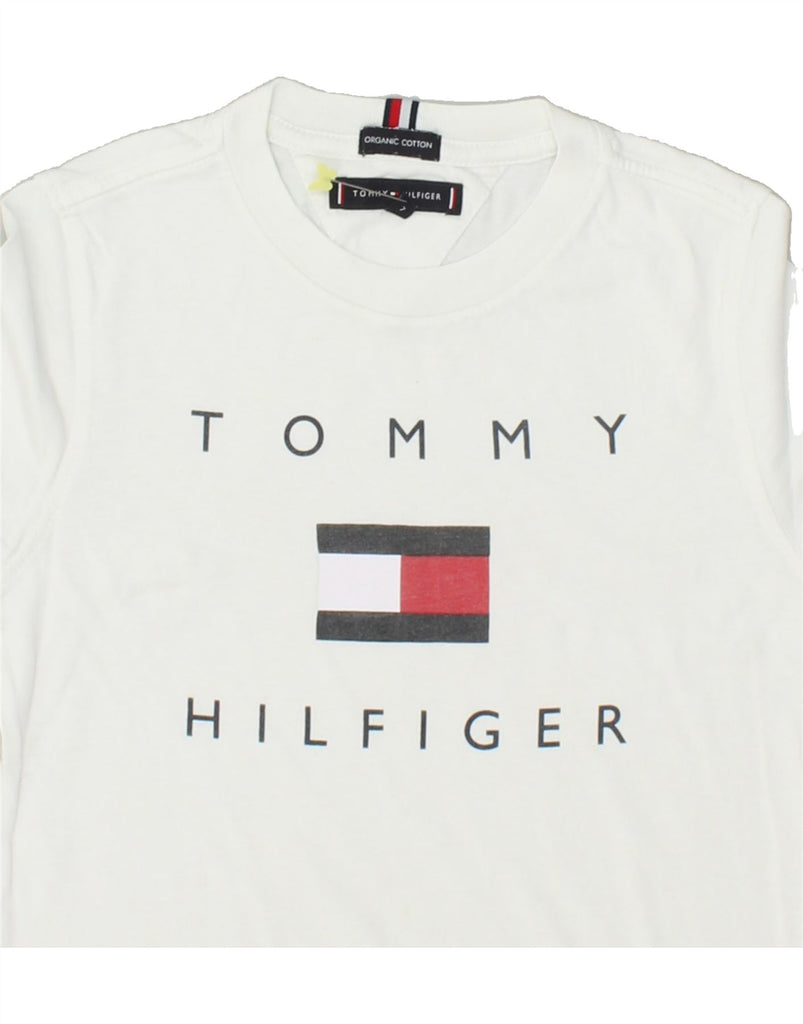 TOMMY HILFIGER Boys Graphic T-Shirt Top 6-7 Years White Cotton | Vintage Tommy Hilfiger | Thrift | Second-Hand Tommy Hilfiger | Used Clothing | Messina Hembry 