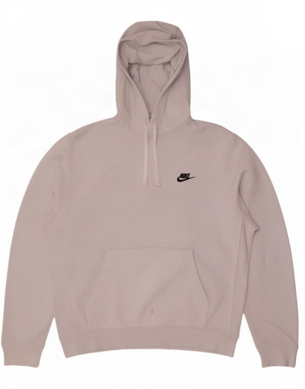 Nike Mens Hoodie Jumper Large Grey Cotton