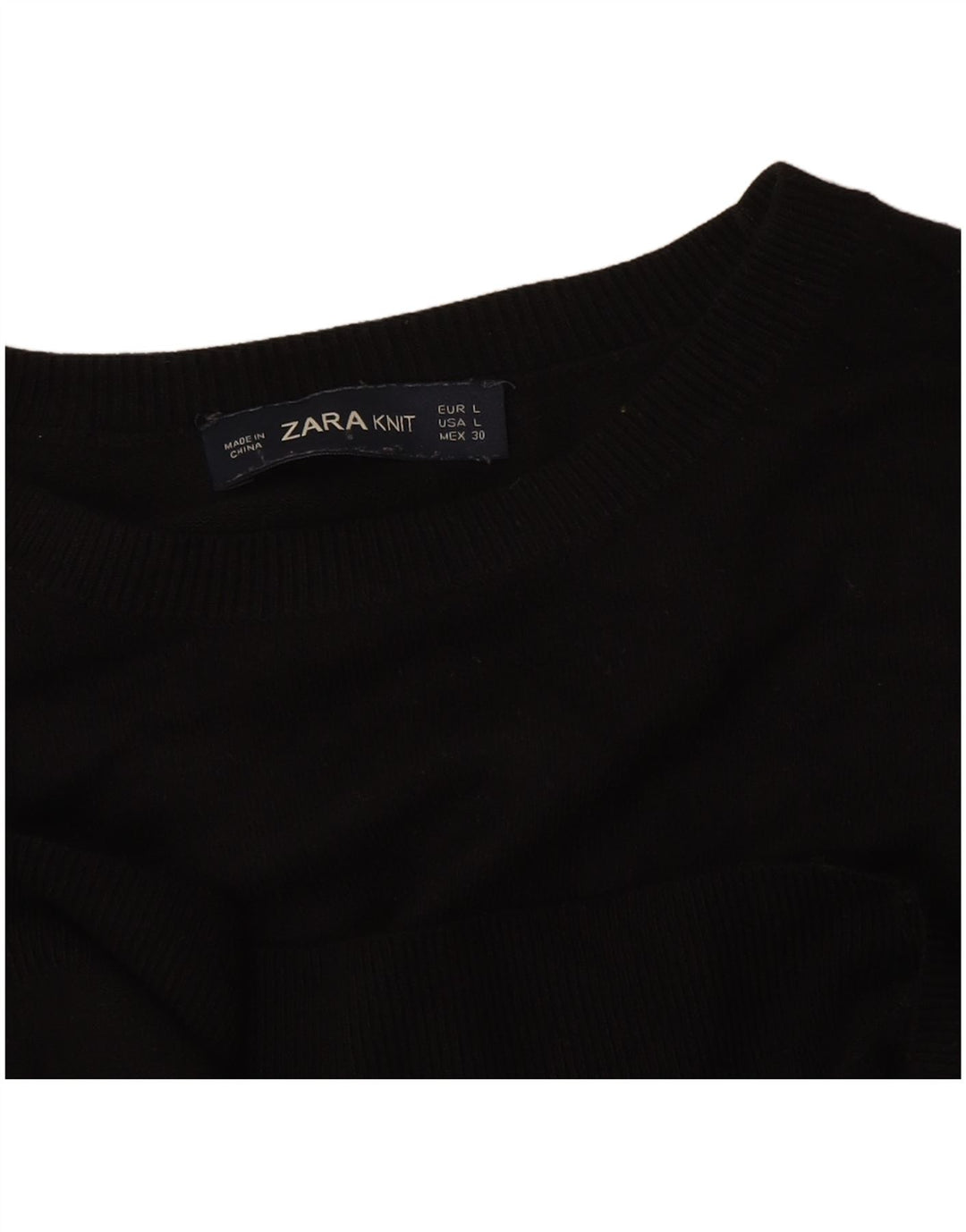 Zara Womens Crew Neck Jumper Sweater UK 14 Large Black