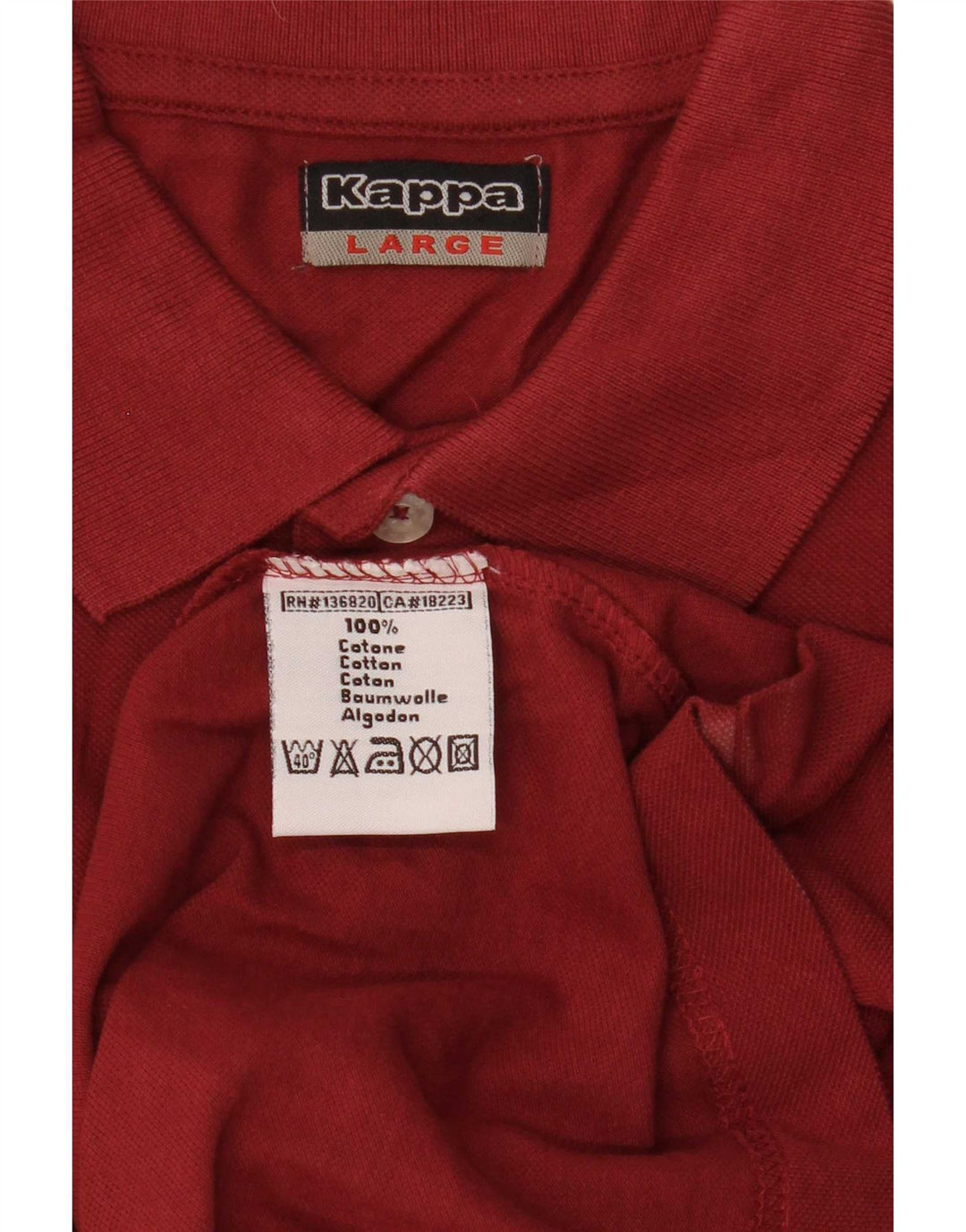 Kappa Mens Long Sleeve Polo Shirt Large Red Cotton
