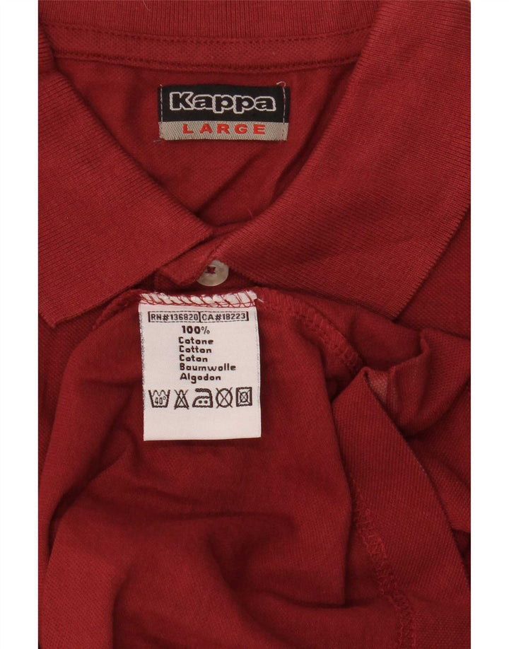 Kappa Mens Long Sleeve Polo Shirt Large Red Cotton