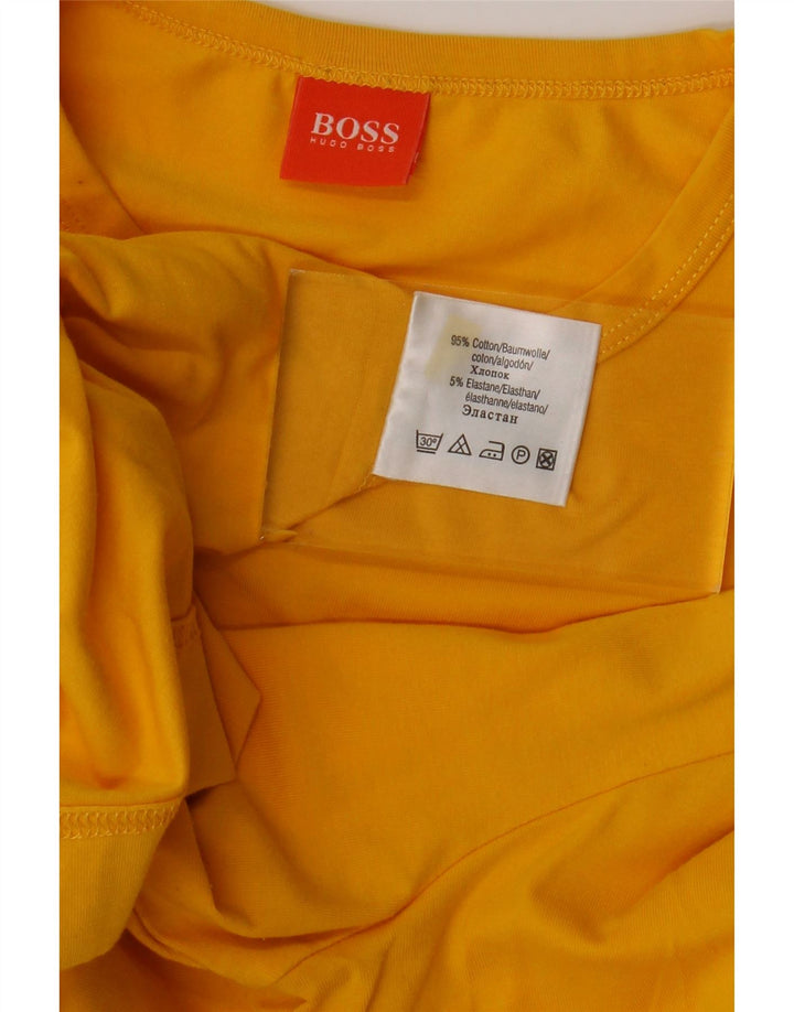 HUGO BOSS Mens Top Long Sleeve Large Yellow Cotton
