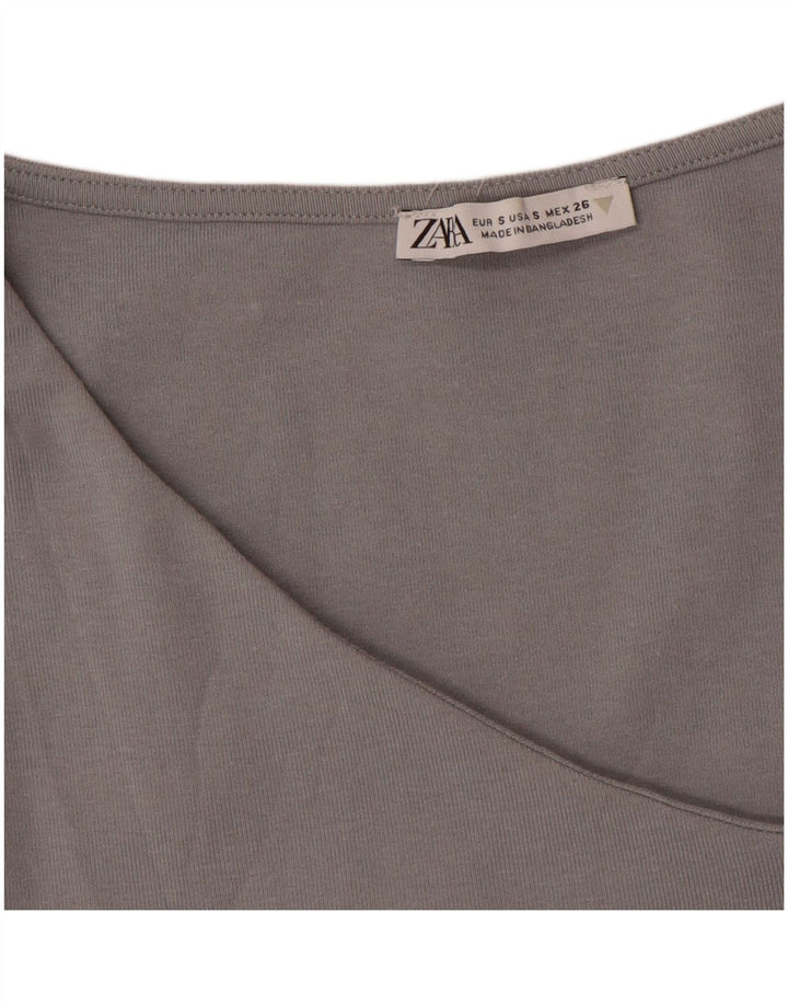 Zara Womens Crop Vest Top UK 8 Small Grey