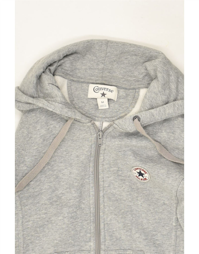 CONVERSE Womens Zip Hoodie Sweater UK 14 Medium Grey Cotton | Vintage Converse | Thrift | Second-Hand Converse | Used Clothing | Messina Hembry 