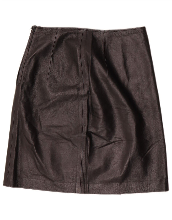 Vintage Womens High Waist Leather Skirt IT 42 Medium W24  Black
