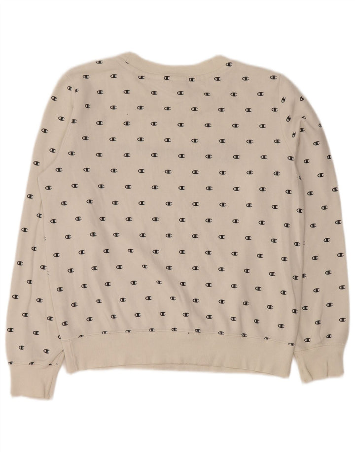 CHAMPION Womens Oversized Graphic Sweatshirt Jumper UK 10 Small White