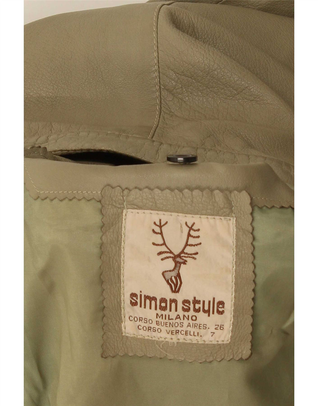 Vintage Mens Leather Jacket UK 38 Medium Khaki