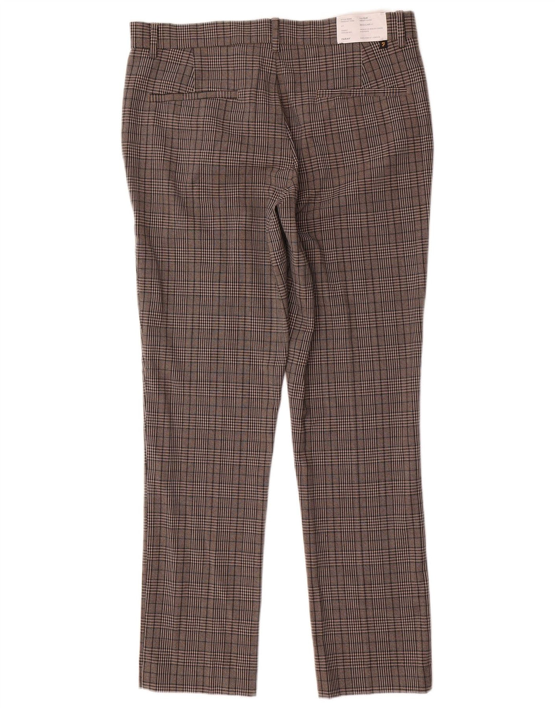 Farah Mens Slim Chino Trousers W32 L30 Grey Check Polyester