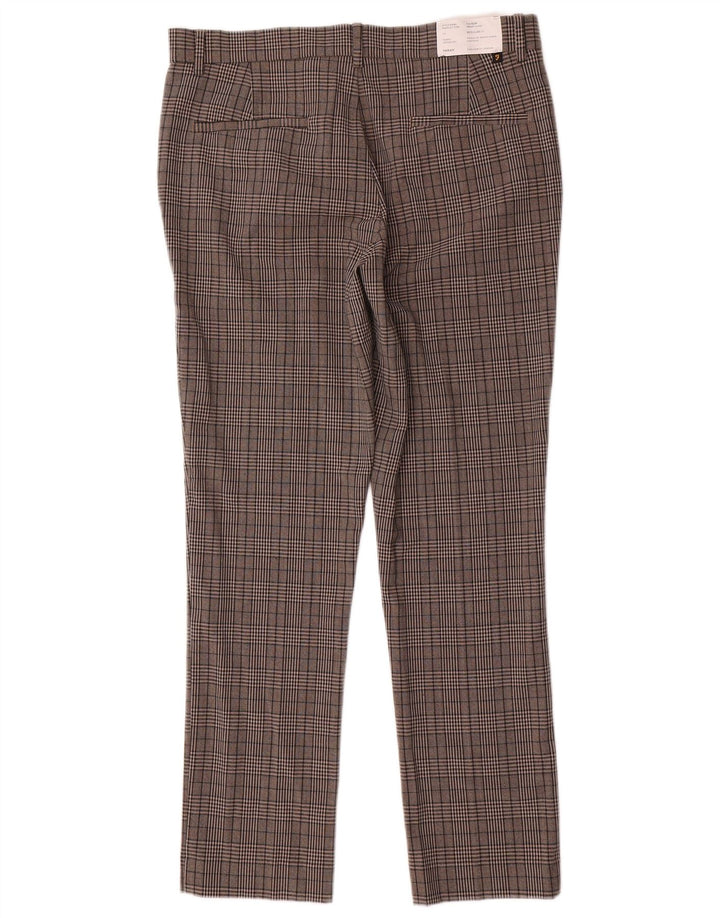 Farah Mens Slim Chino Trousers W32 L30 Grey Check Polyester