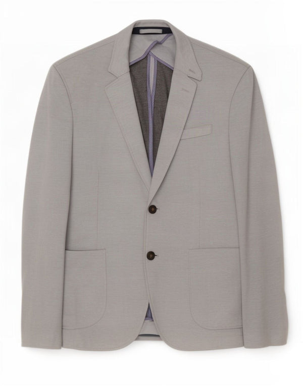 Zara Mens 2 Button Blazer Jacket EU 52 Large Grey Colourblock Polyester