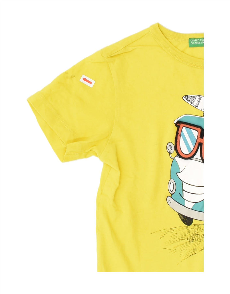 BENETTON Boys Graphic T-Shirt Top 5-6 Years Yellow | Vintage Benetton | Thrift | Second-Hand Benetton | Used Clothing | Messina Hembry 