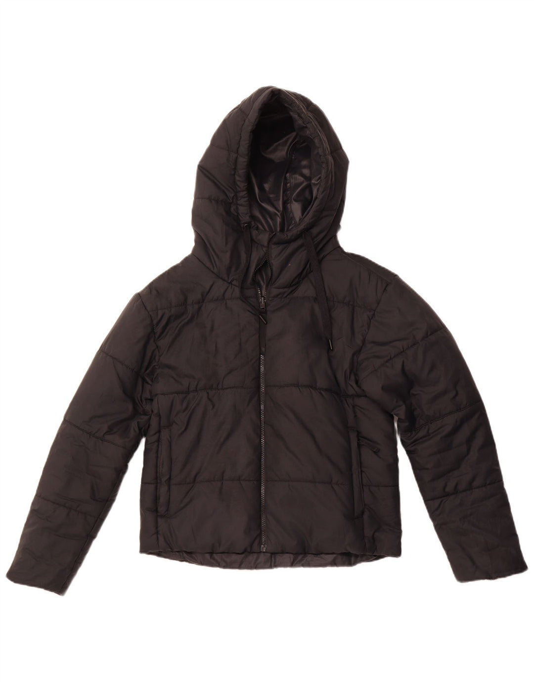 NIKE Womens Hooded Reversible Padded Jacket UK 10 Small Black Polyester