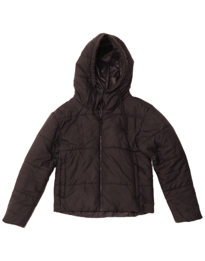 NIKE Womens Hooded Reversible Padded Jacket UK 10 Small Black Polyester