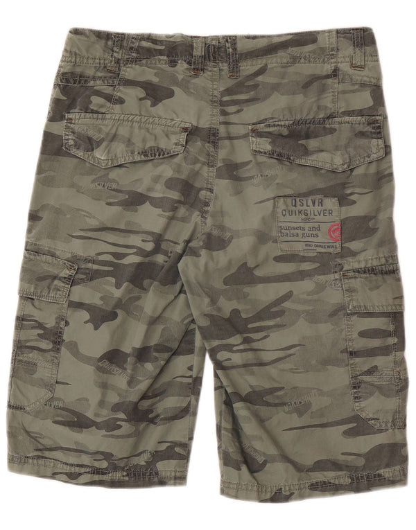 Quiksilver Boys Cargo Shorts 15-16 Years W30 Green Camouflage