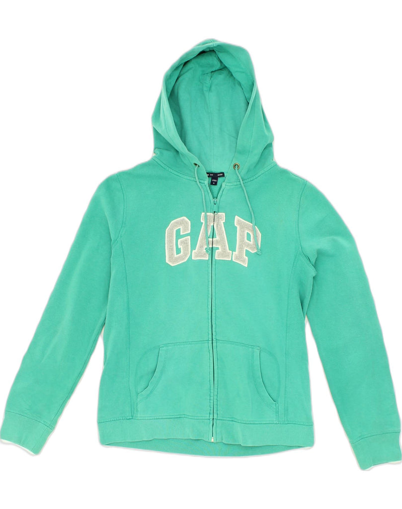 GAP Womens Stretch Graphic Zip Hoodie Sweater UK 14 Medium Green | Vintage Gap | Thrift | Second-Hand Gap | Used Clothing | Messina Hembry 