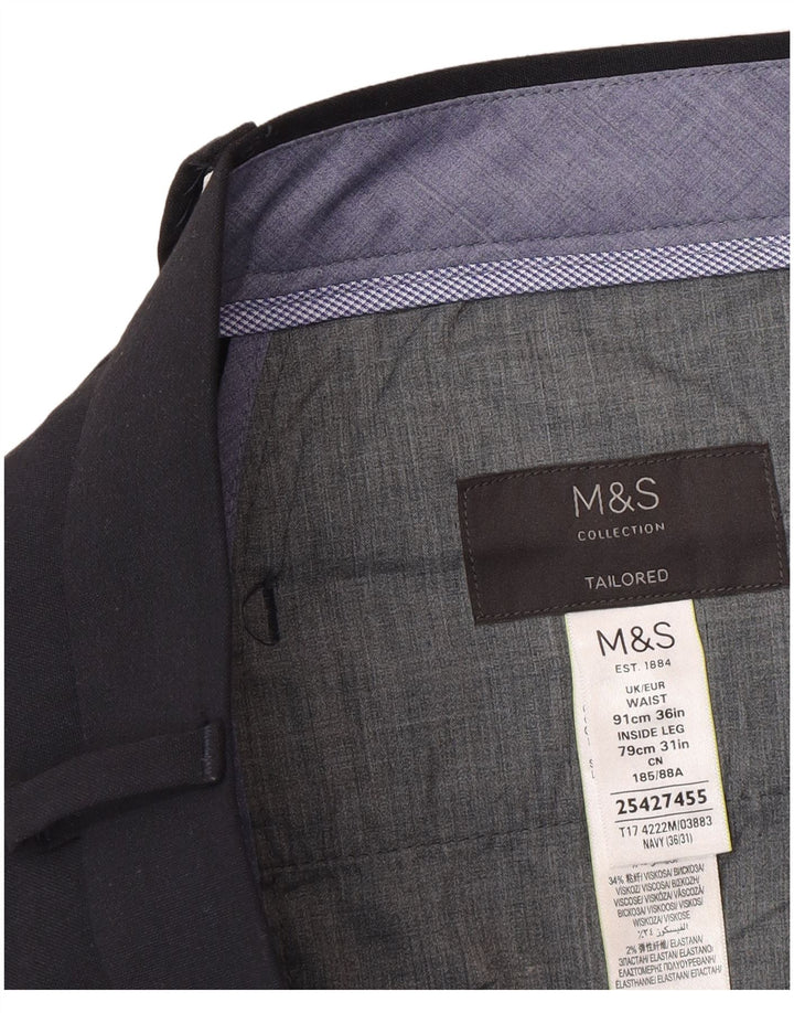 Marks & Spencer Mens Tailored Slim Suit Trousers W36 L31 Navy Blue
