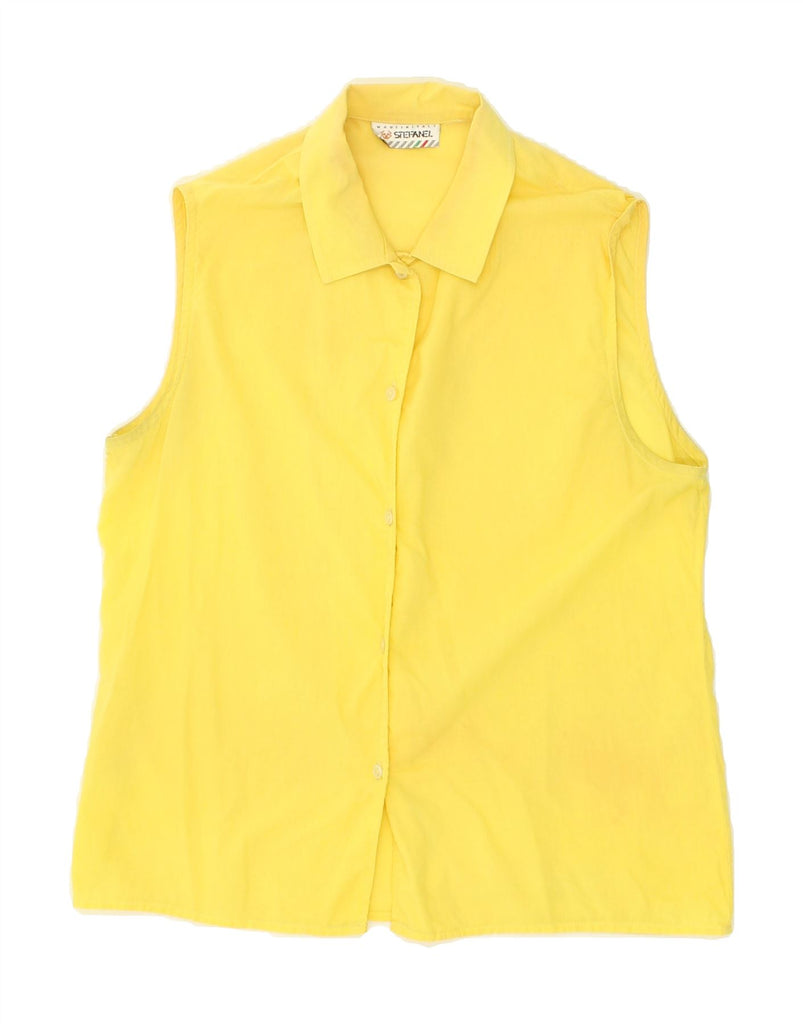 STEFANEL Womens Sleeveless Shirt UK 14 Medium Yellow Cotton | Vintage Stefanel | Thrift | Second-Hand Stefanel | Used Clothing | Messina Hembry 