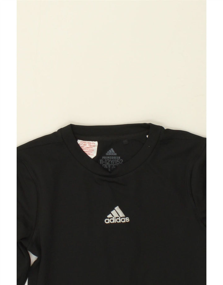 ADIDAS Boys Top Long Sleeve 11-12 Years Black Polyester Vintage Adidas and Second-Hand Adidas from Messina Hembry 