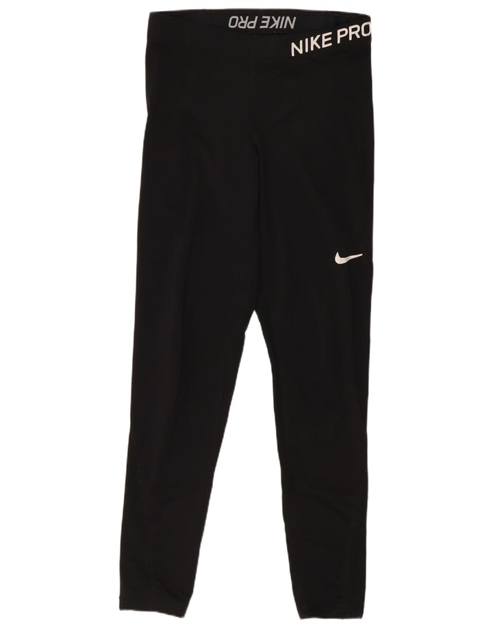 Nike Womens Leggings UK 12 Medium Black Polyester Sports