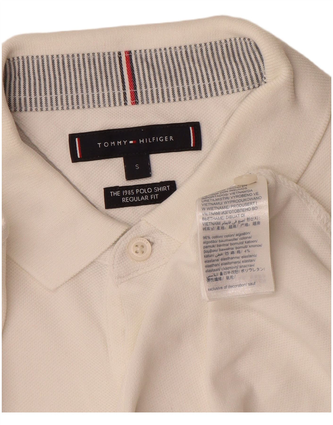 Tommy Hilfiger Mens Regular Fit Polo Shirt Small White Cotton