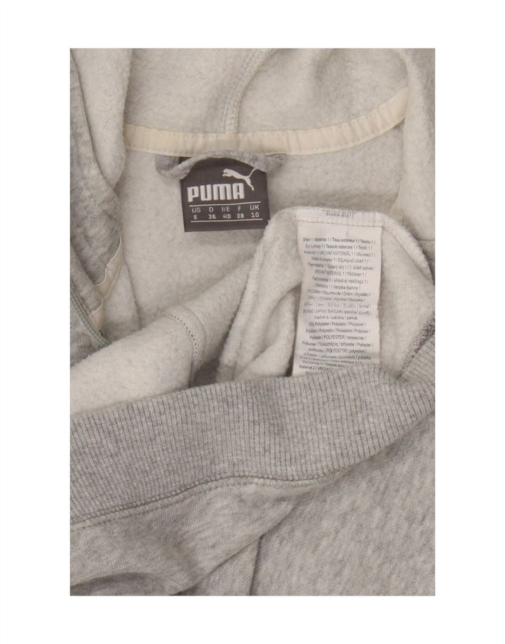 Puma Womens Zip Hoodie Sweater UK 10 Small Grey Cotton