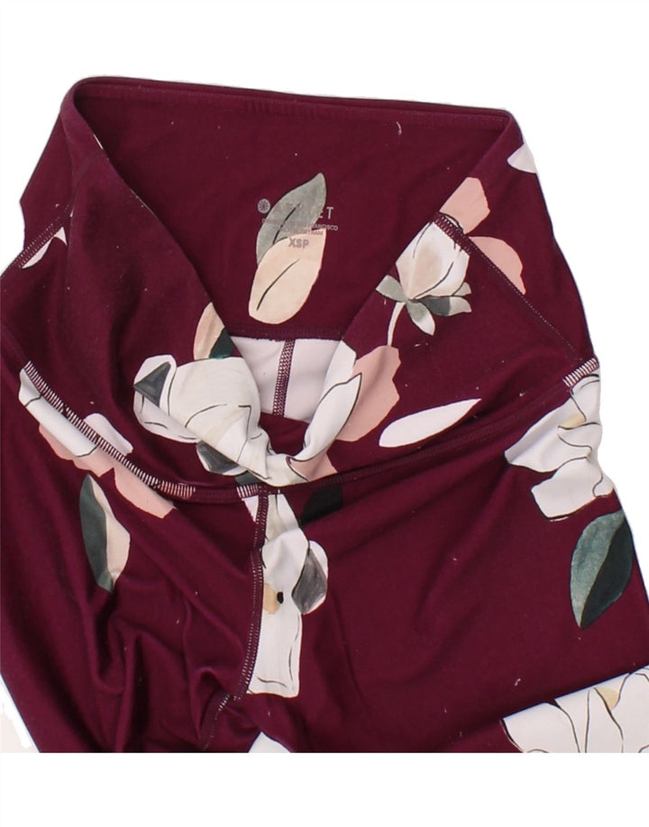 ATHLETA Womens Leggings UK 6 XS Burgundy Floral Polyester Vintage Athleta and Second-Hand Athleta from Messina Hembry 