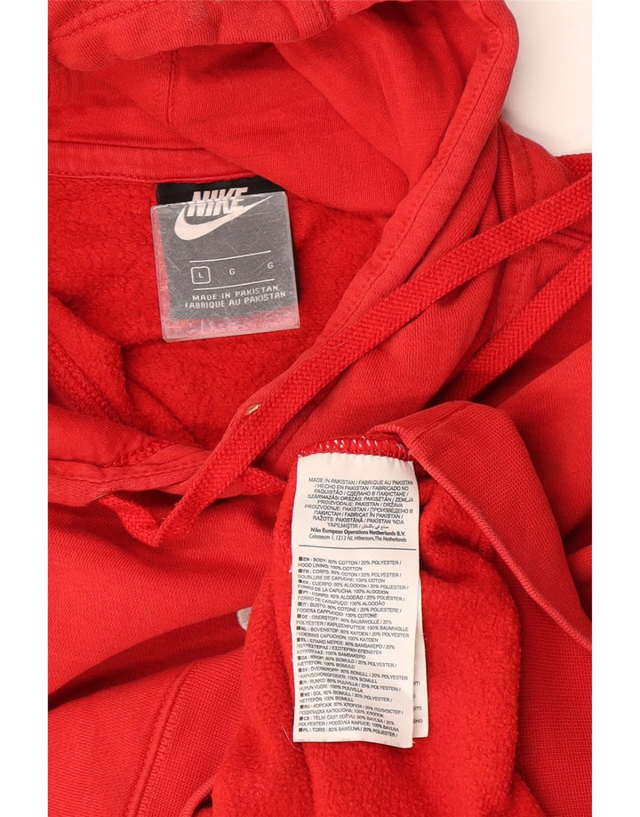 Nike Mens Hoodie Jumper Large Red Cotton
