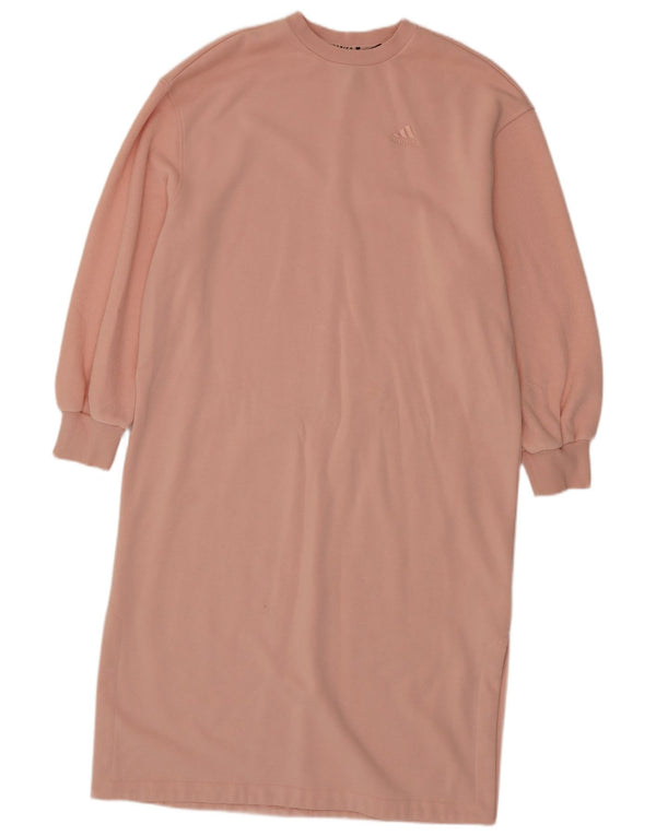 Adidas Womens Oversized Sweatshirt Jumper Dress UK 8/10 Small Pink Cotton