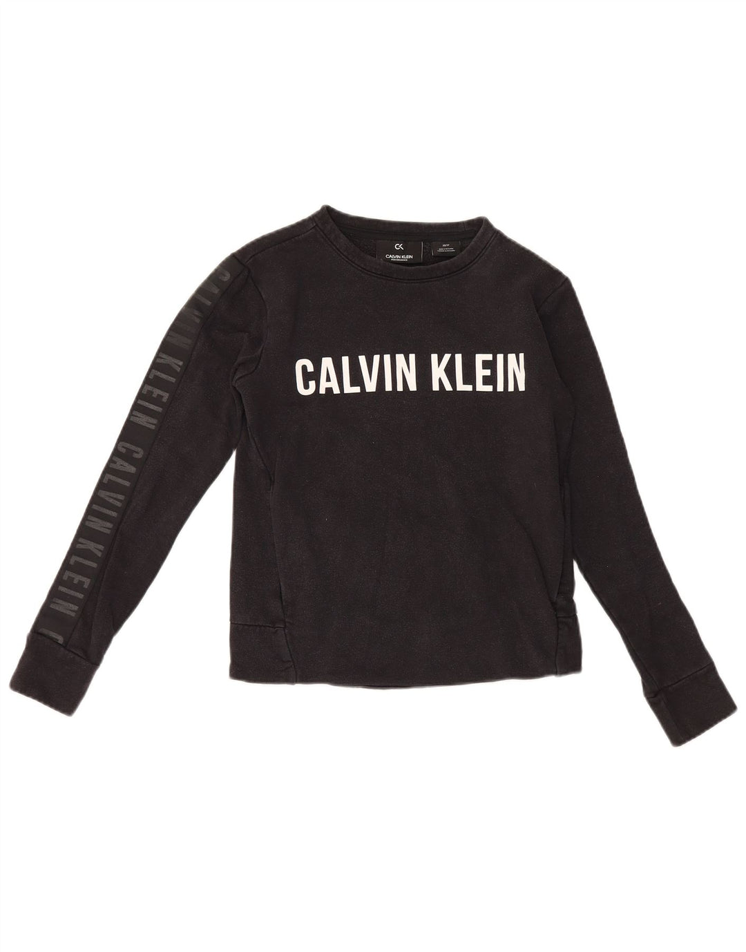 Calvin Klein Womens Graphic Oversized Sweatshirt Jumper UK 6 XS Black