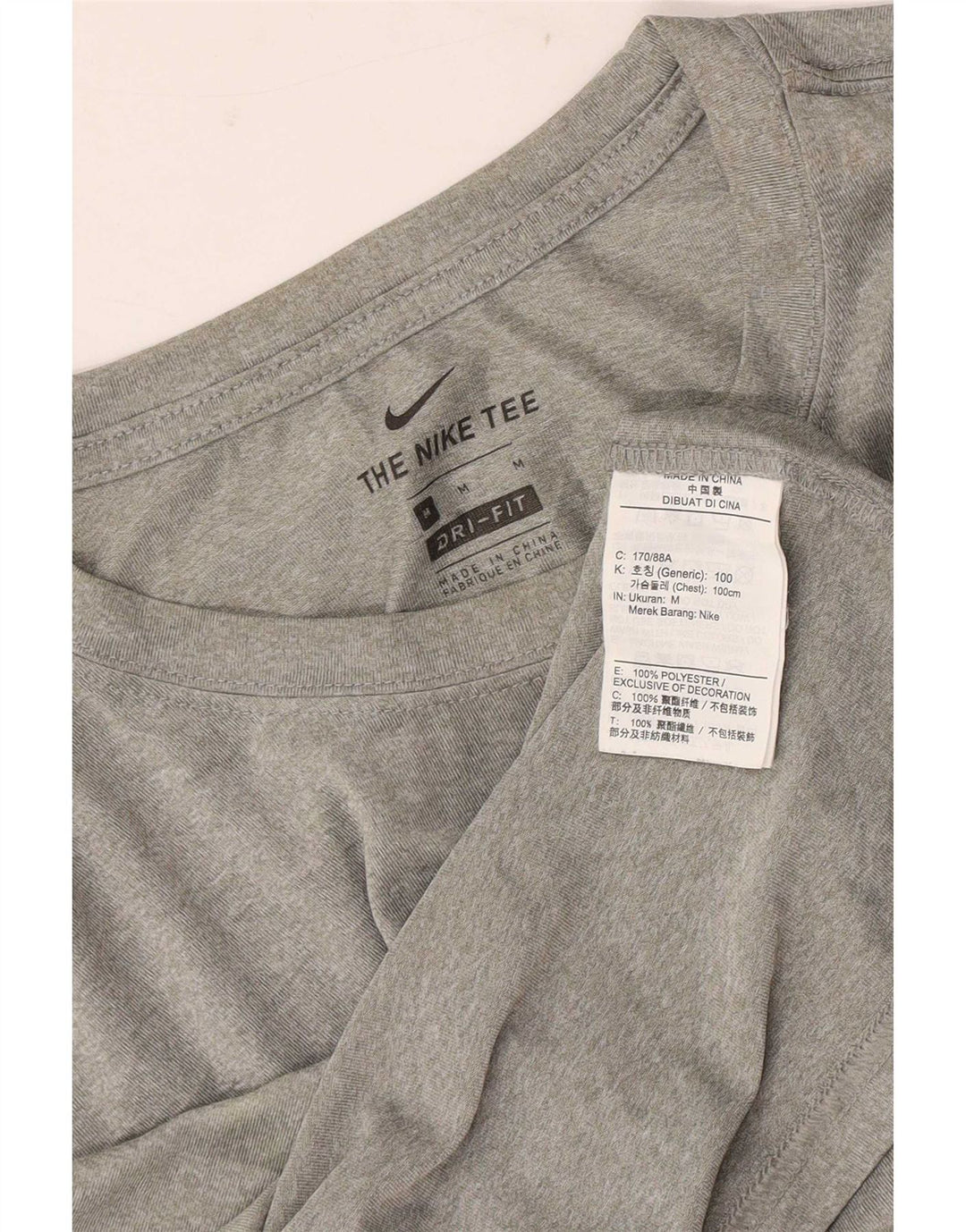 Nike Mens Dri Fit T-Shirt Top Medium Grey Polyester