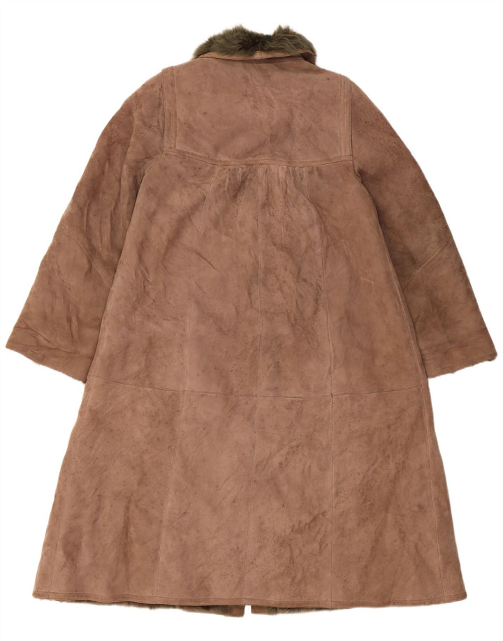 VINTAGE Womens Shearling Coat UK 14 Large Beige