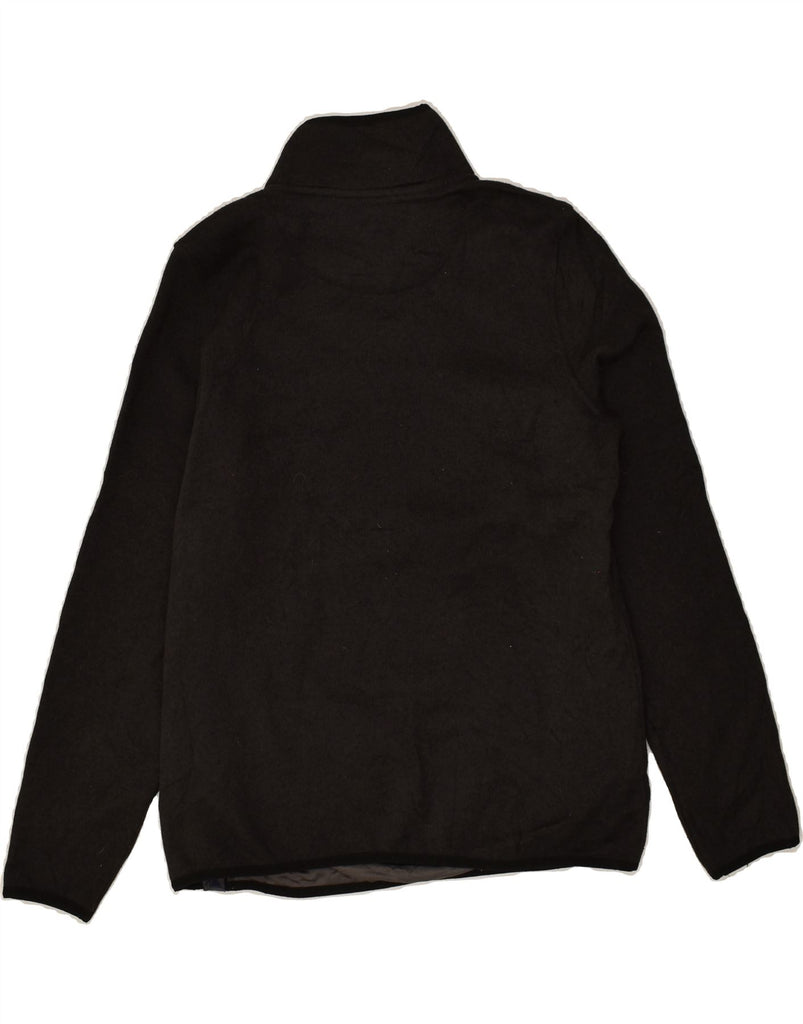 L.L.BEAN Womens Button Neck Fleece Jumper UK 14 Medium Black Polyester | Vintage L.L.Bean | Thrift | Second-Hand L.L.Bean | Used Clothing | Messina Hembry 