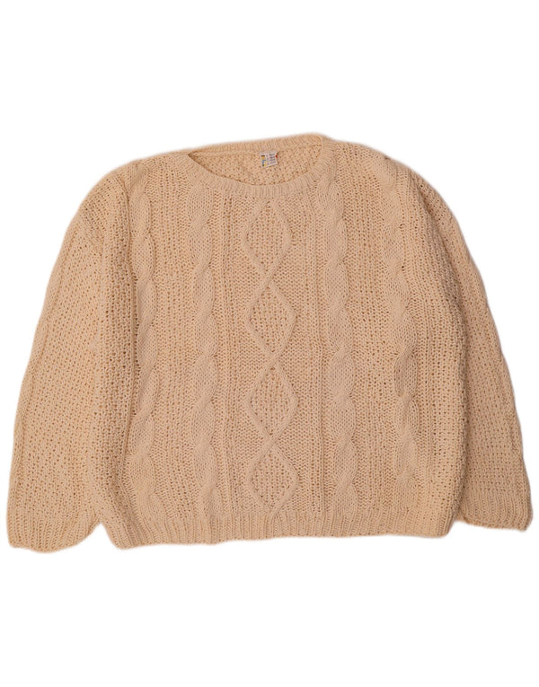 Vintage Womens Oversized Boat Neck Jumper Sweater EU 36/38 Small Off White