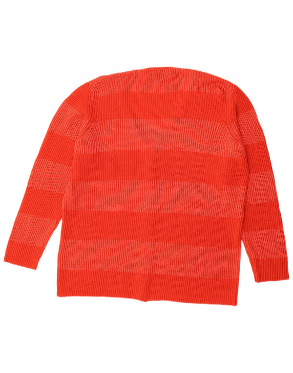 Les Copains Womens Longline Cardigan Sweater IT 46 Large Red Striped
